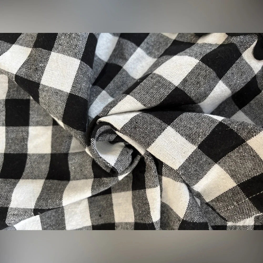 Handmade Kitchen Towel blk & wht buff check 100% cottn farmhouse Cottagecore